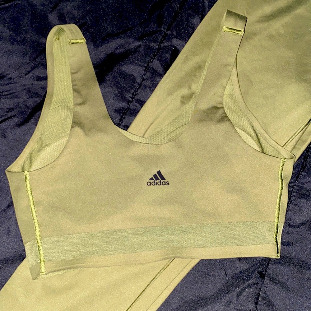 Olive green compression sports bra